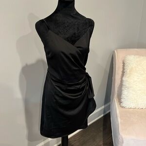 PLYANER spaghetti strap black mini wrap dress 

 new